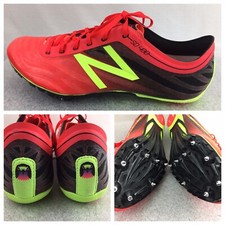 New Balance Track  Field Racing Shoes Spikes Red Black Lime Mens US Sz 13