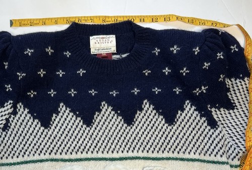 Vtg 80s Susan Bristol Sweater Sz 38 Wool Winter People Snowflakes Flaws See Desc - Picture 7 of 16