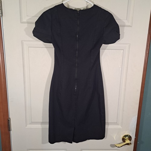 Banana Republic Dress Size 2 Black Short Sleeve Modest Round Neck Zip Closure - Picture 2 of 14