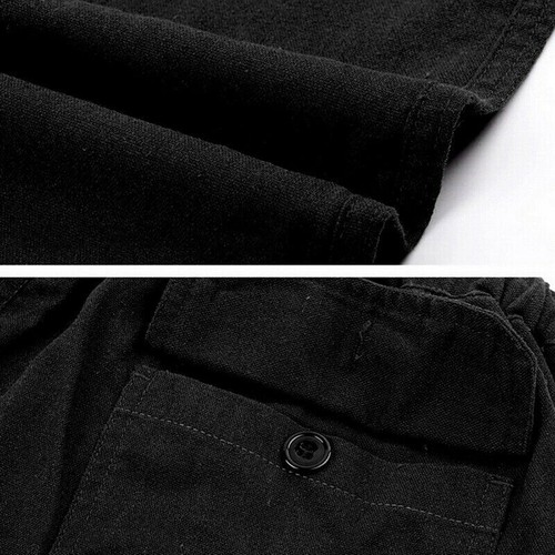 Men's Cotton Linen Straight Pants Casual Elastic Waist Loose Trousers Joggers - Bild 9 von 29