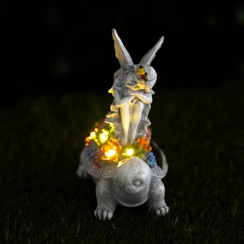 Solar Fairy Tortoise Garden Ornament LED Statue Succulent Decor Stone Effect - Picture 19 of 24