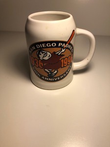 SAN-DIEGO-PADRES-60TH-ANNIVERSARY-BEER-COFFEE-MUG-1936-1996-MLB-SYCUAN-CASINO