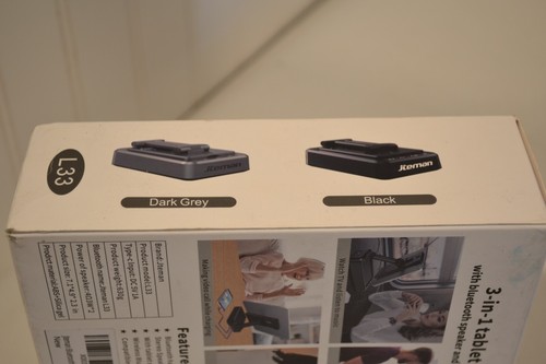 JTEMan 3-in-1 Tablet Stand, Graphite, w/ Bluetooth Speaker & Charging Station - 第 2/4 張圖片