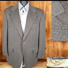 Vintage Towncraft Sport Coat Blazer Mens 42R Knit Brown Check 1970s
