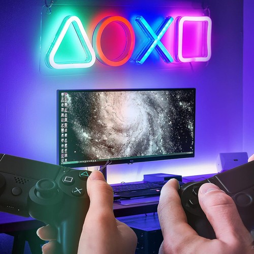 PS4 5 LED Game Neon Light Signs Wall Art Decor Gaming Neon Sign Hanging Lamp Bar - Picture 4 of 14