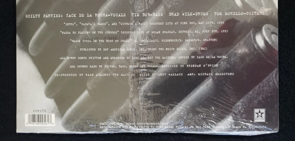 Rage Against The Machine People of the Sun 1st Pressing REV:56 SEALED 10" Vinyl - Image 3 of 4