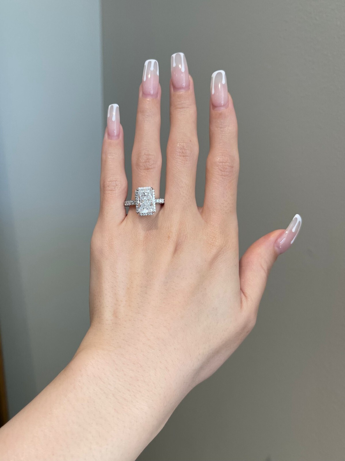 4ct Radiant Cut Moissanite Eternity Engagement Ring for Women