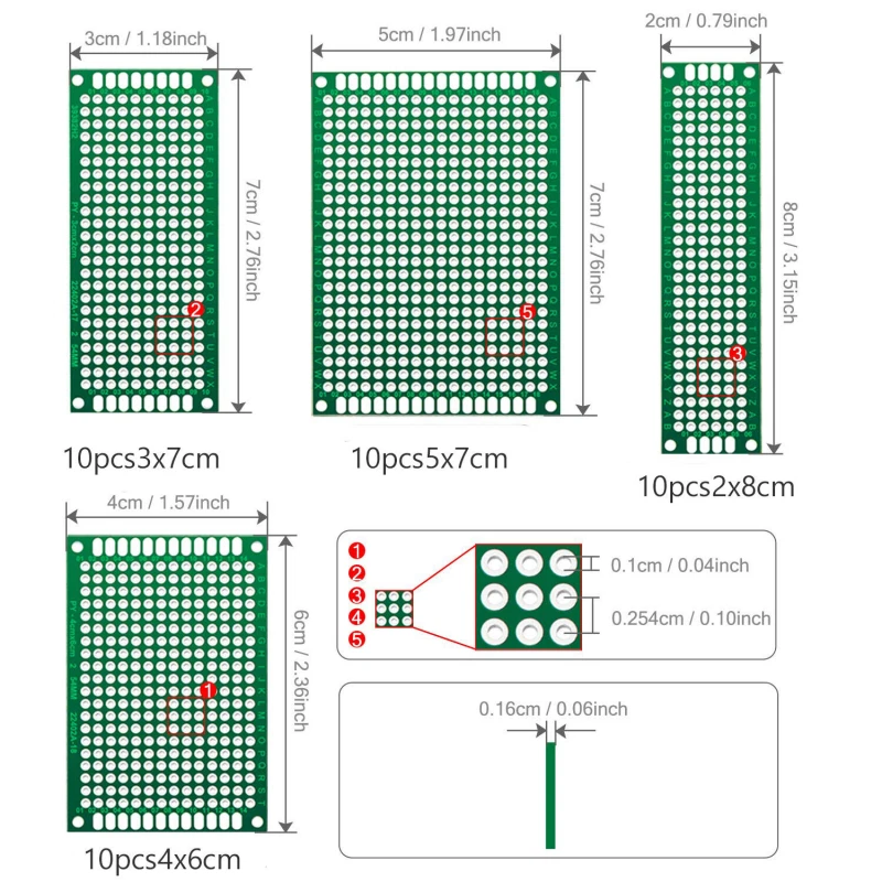 Double Side Pcb 2*8Cm 3*7Cm 4*6Cm 5*7Cm Diy Universal Printed Circuit Pcb Board - Image 2 of 4