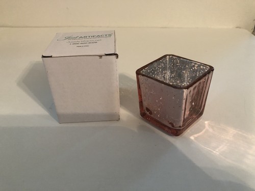 Just Artifacts Mercury Glass Square Votive Candle Holder 2" Rose Gold & Candles! - Picture 3 of 12