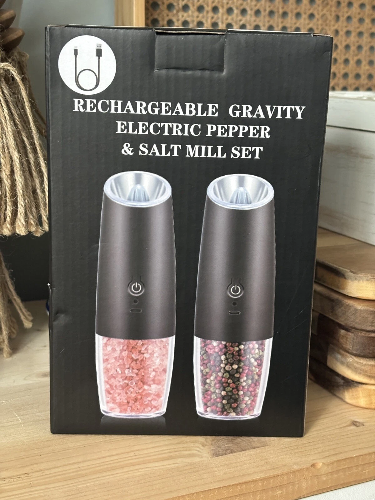 2XGravity Electric Salt and Pepper Grinder Set Rechargeable Salt &Pepper Grinder