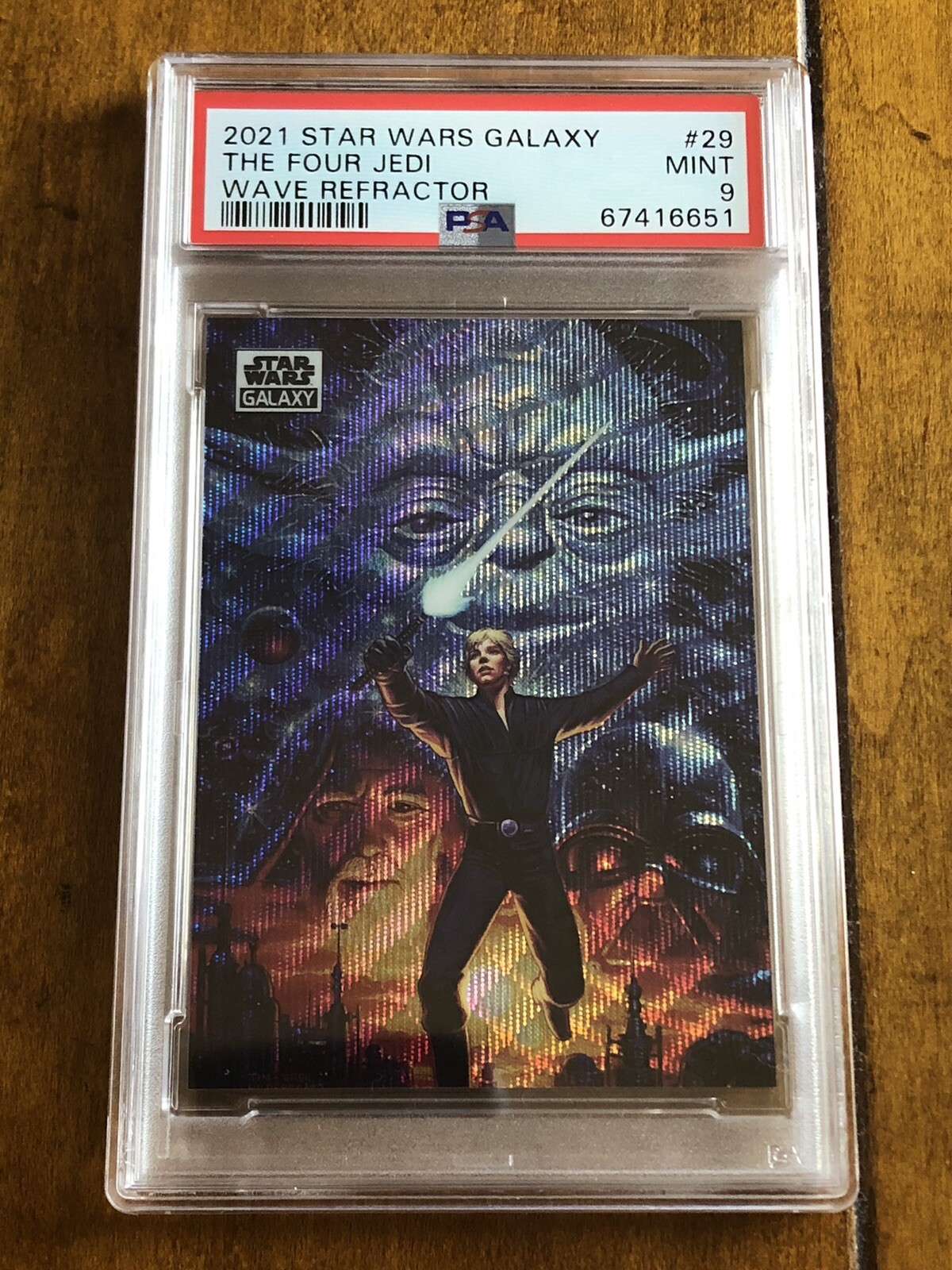2021 TOPPS STAR WARS GALAXY CHROME The Four Jedi WAVE REFRACTOR /99 PSA 9