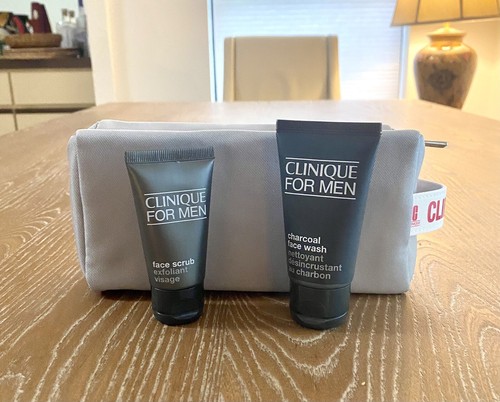 Clinique men’s trial size Face Scrub and Charcoal face wash with case - Picture 2 of 8
