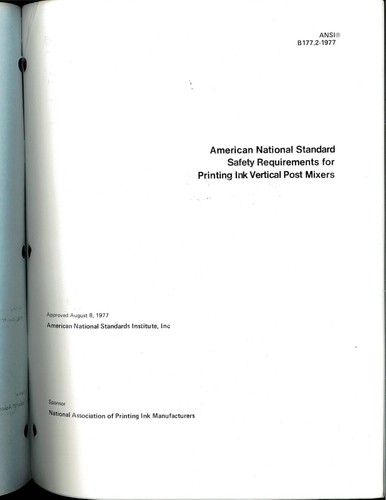 ANSI B177.2-1977 - Safety Requirements for Printing Ink Vertical Post Mixers - Picture 2 of 4