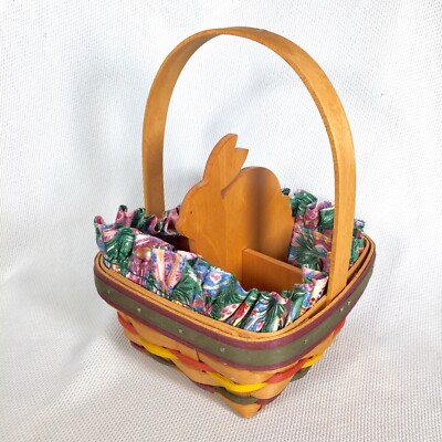 1998 Longaberger Small Easter Basket Vtg with Bunny Divider Liner