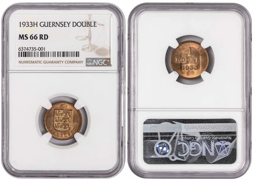 i-650577 Guernsey 1 Double 1933. NGC MS 66. Almost TOP POP.