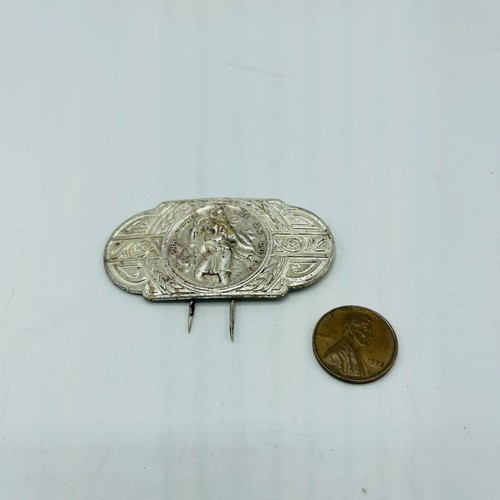 Vintage St. Christopher Medal Car Visor Clip Badge Be My Guide Protection - Picture 5 of 5
