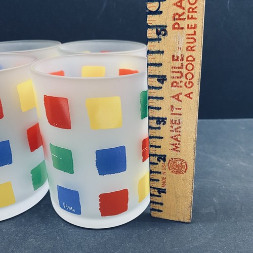 Vera Art Glass Tumblers Set Of 4 Red Blue Green Yellow - Picture 7 of 8