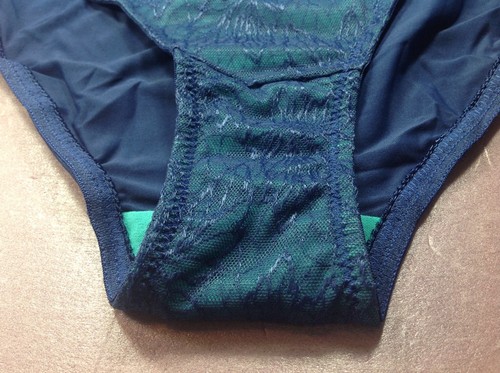 Women Panties,Bikinis,ILUSION,Mexico Size M. Blue Shiny Soft Floral W/decoration - Picture 7 of 8