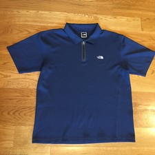 THE NORTH FACE Mens Navy Blue Sport Golf Polo Collar Shirt Zip Neck Sz Medium M