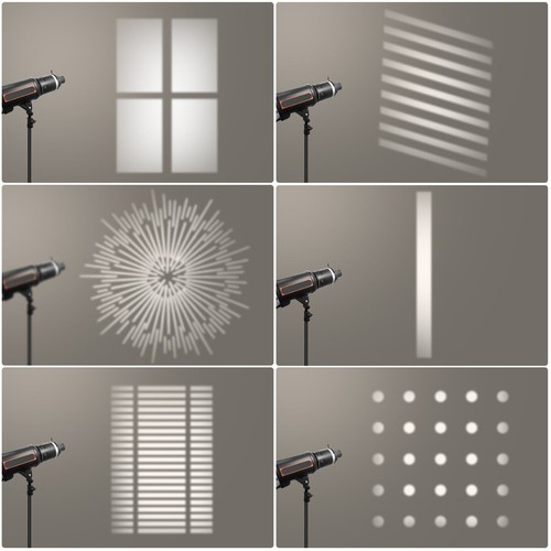 Conical Snoot Bowens Mount Studio Lighting Accessory 4 Color Gels 6 Gobos - Picture 4 of 23
