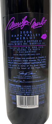 2008 Marilyn Merlot Monroe Napa Valley Red Wine Nova Wines 750 Ml