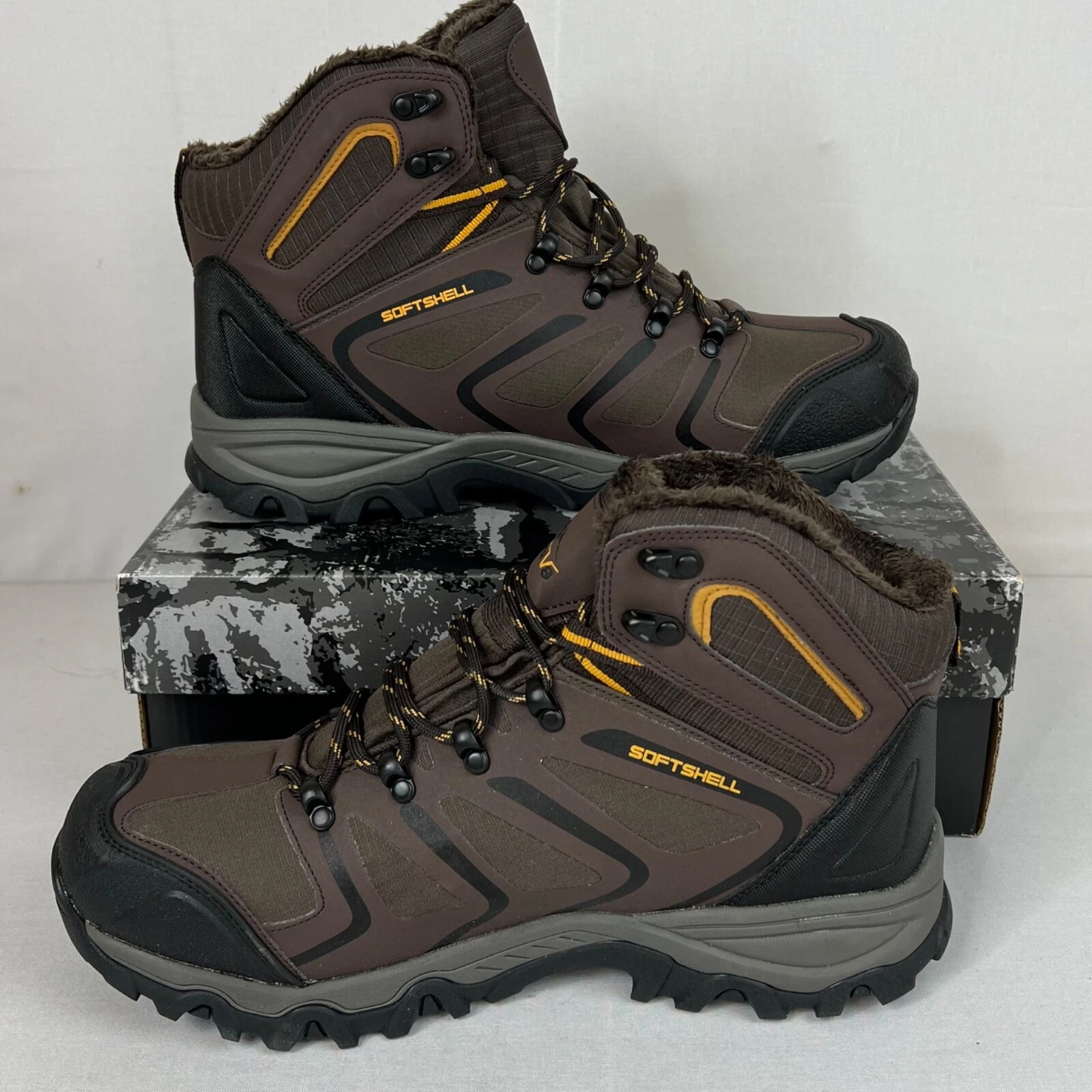 NORTIV 8 Mens Ankle High Waterproof Hiking Boots Sz 11 Brown Sherpa Lined NEW
