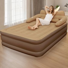 Queen Size Inflatable High Raised Double Air Bed Mattress with Pump & Pillow Set