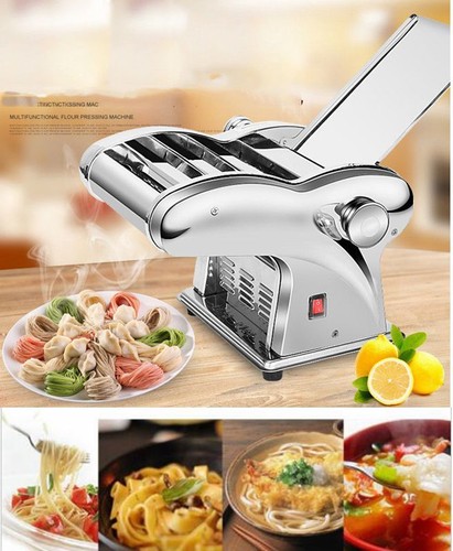 Electric Pasta Maker Noodle Dumpling Skin Dough Machine Commercial Home w/Cutter