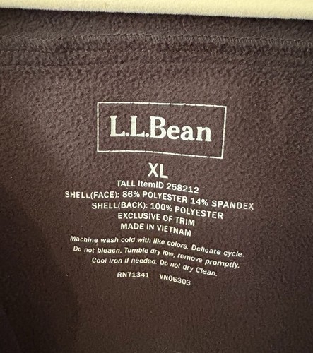 LL Bean Full Zip Windproof Soft Shell Jacket Men's XL Tall Black Fleece Lined - Picture 5 of 11