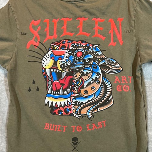 Sullen Art Collective Buckle Tee Shirt Mens Medium Green Hot Cheetah Graphic - Picture 9 of 12