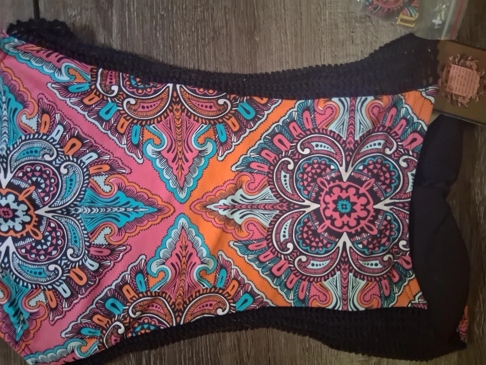 🌞FREE People Juicy Couture Crochet Lados Estampado Boho Traje de Baño de Una Pieza Pequeño Foto 3 de 4