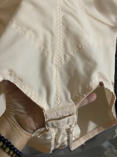 VTG Silky Nylon Pink Lacy Pointy Bodice Firm All In 1 Girdle Bodysuit L 42” D DD - Picture 7 of 16