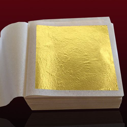 FEUILLES D'OR COMESTIBLES / DÉCORATIVES - 24 CARATS - 9CM X 9CM - TAILLE ÉNORME ! - Photo 1/2