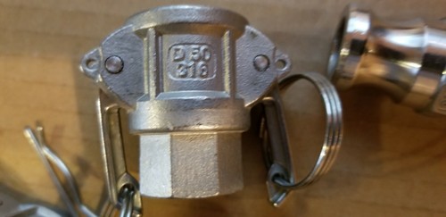DC50 316 1/2" CAM LOCK CONNECTOR SET 3PC GROVE COUPLER INC MALE FEMALE CAP #1 - Picture 9 of 12