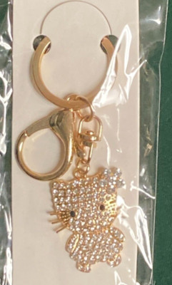 New Hello Kitty Style Three Silver Rhinestone Key Chain Handbag Charm ...