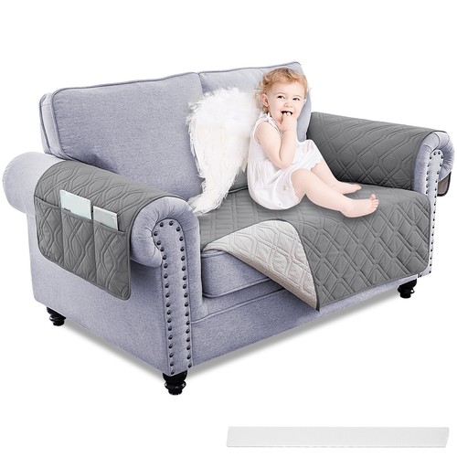 Soft Sofa Cover Armchair Slipcover Couch Protector w/Side Pocket For 1/2 Seater - Picture 19 of 19