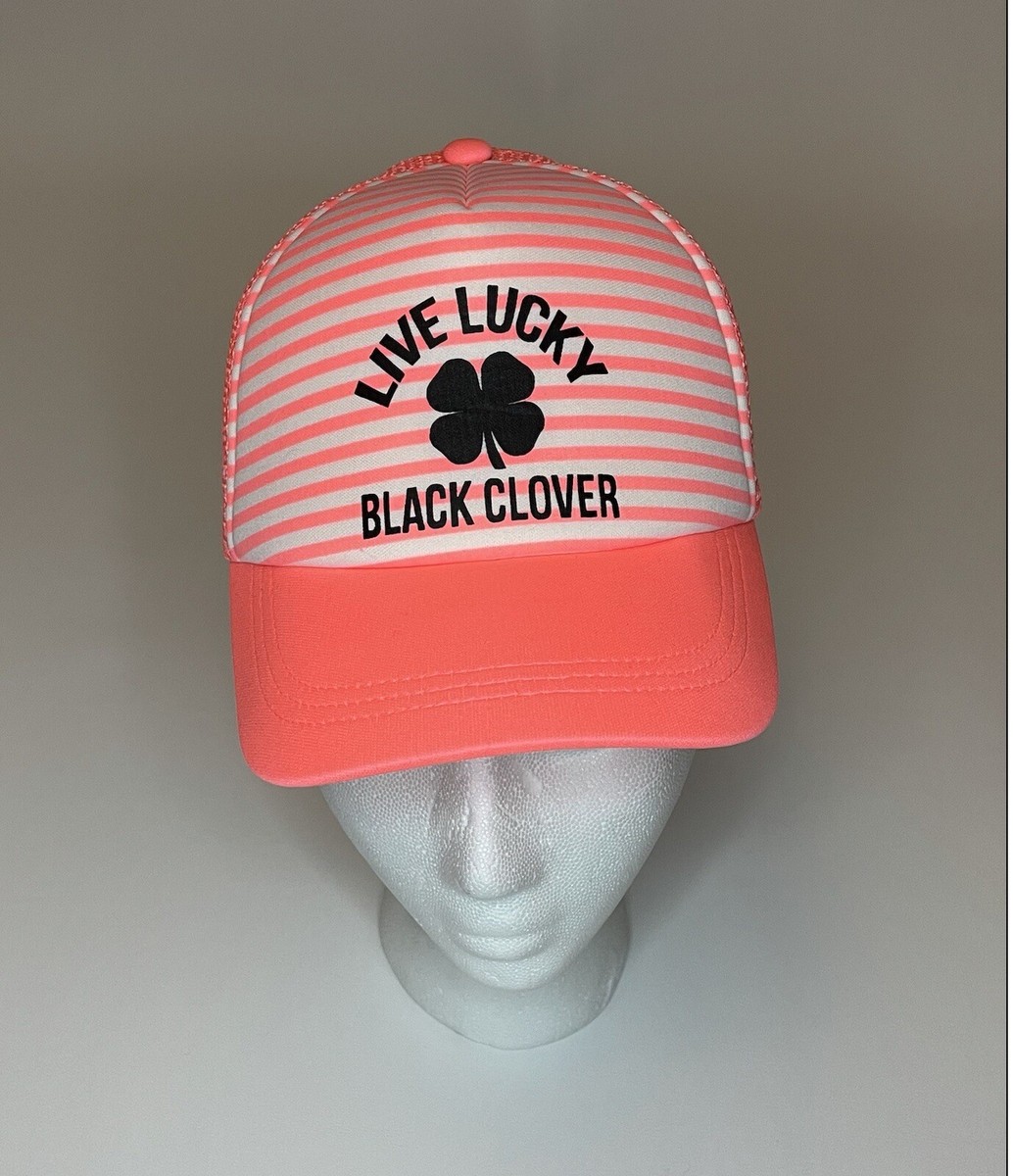 Live Lucky Black Clover Mesh Snapback Hat Pink Straps Golf  display picture 2
