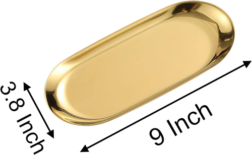 1 Pcs Gold Trinket Tray Oval Stainless Steel Small Serving Trays Towel Storage D - Picture 2 of 8