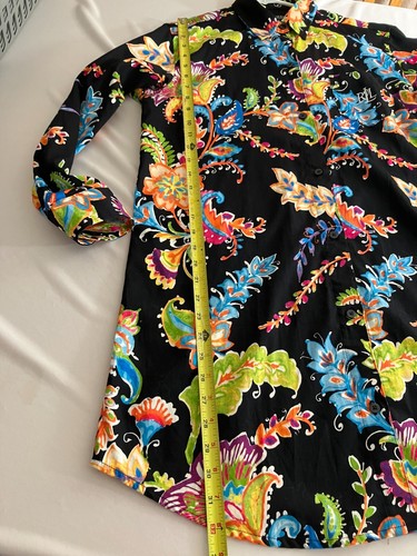 Lauren Ralph Lauren Embroidered Floral Sleep Shirt Size Small Black Paisley Cute - Picture 6 of 10