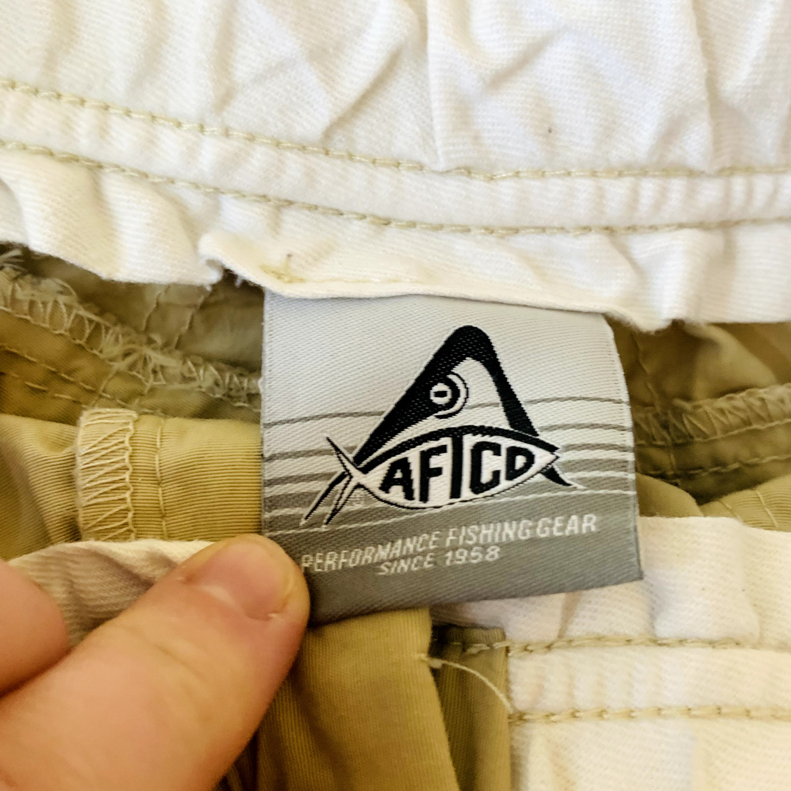 AFTCO Mens Original Fishing Short Khaki Brown Elastic… Gem