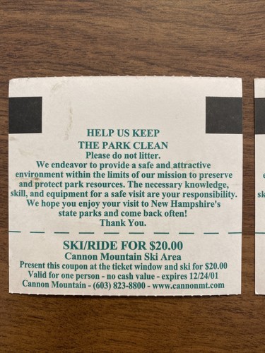 (2) Vintage Cannon Mountain Aerial Tramway Franconia Notch State Park Tickets NH - Bild 5 von 11