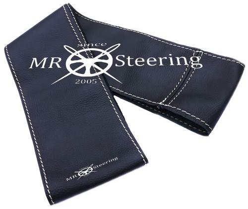 FOR VOLVO VNL 780 TRUCK REAL LEATHER STEERING WHEEL COVER WHITE DOUBLE STITCHING - Picture 2 of 7