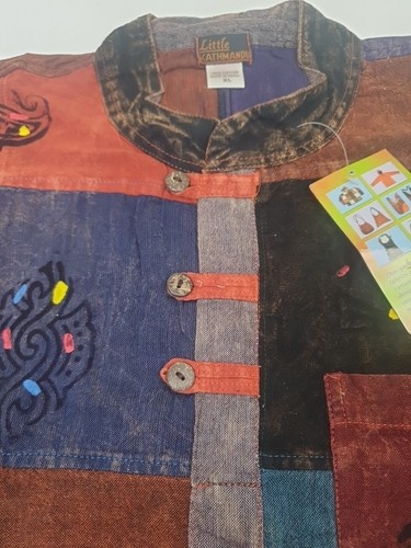 Little Kathmandu Shirt Mens SZ XL Patchwork Multicolour Long Sleeve Cotton BNWT - Picture 4 of 10