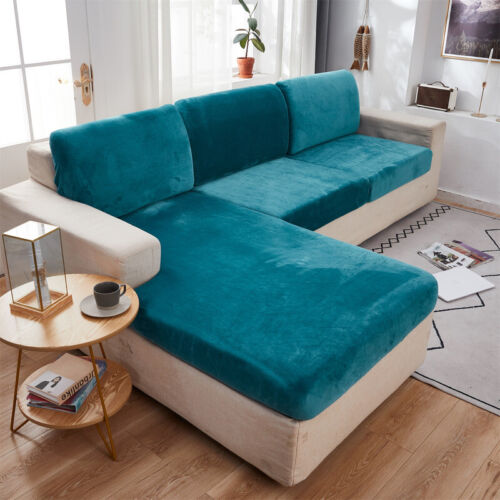 Velvet Stretch Sofa Seat Cushion Cover Couch Slipcover Protector 1/2/3 Seaters - Picture 10 of 109