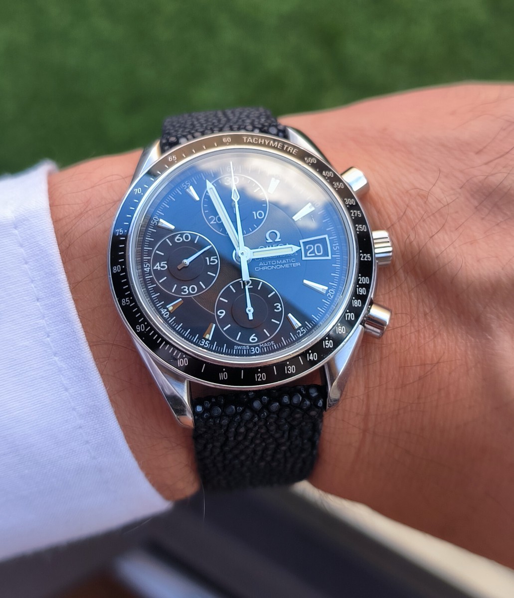 Bracelet Montre En Galuchat Véritable Bleu Pétrole - Largeur 18 Mm, Fait Main En France