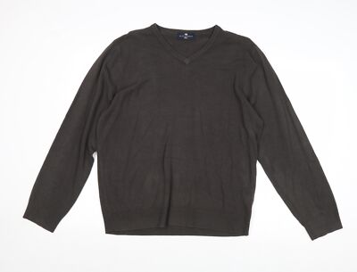 Marks and Spencer Herren Pullover Grau V-Ausschnitt Acrylmischung Größe L Langarm