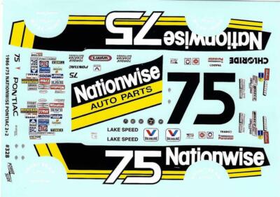 Powerslide 328 #75 Nationwise 1986 Lake Speed 1/24 Decal Nascar