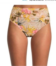 Time  Tru Women's Plus Size Swimsuit BOTTOM Coffee Swirl Tropical 20W-22W NWT