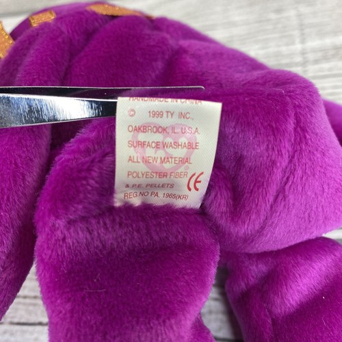 MILLENNIUM Beanie Baby / Buddies TY Vintage 1999 Viola Peluche Orsacchiotto Giocattoli - Foto 18 di 22