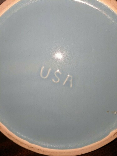 Vintage USA 1950’s Cronin Ceramic Clay Pitcher Blue With Tulips 7 " - Picture 6 of 6